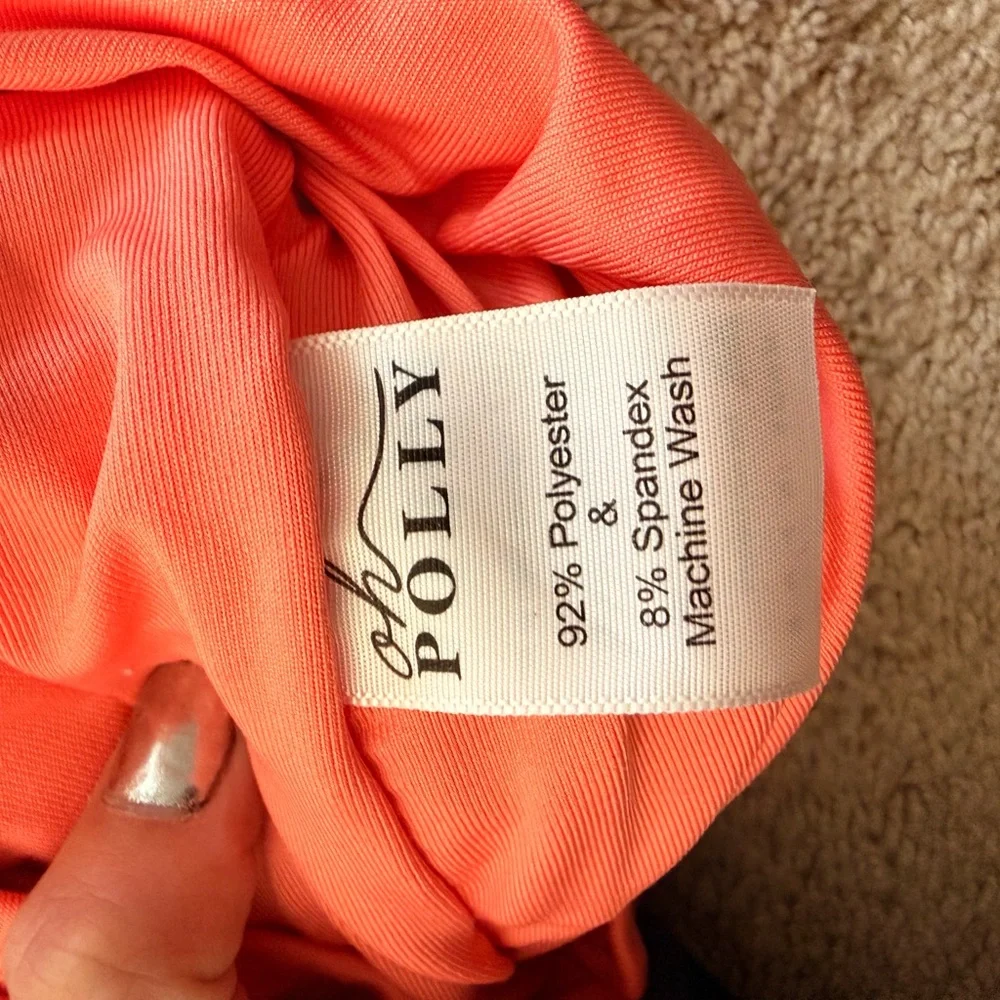 Oh Polly Coral Ruched Sweetheart Dress - Picture 5 of 6